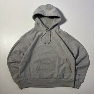 Grey Champion Reverse Weave Blank Hoodie - Large